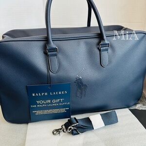 Ralph Lauren Polo Travel / Weekend Bag With Side Pocket + Strap (Dark Navy Blue)